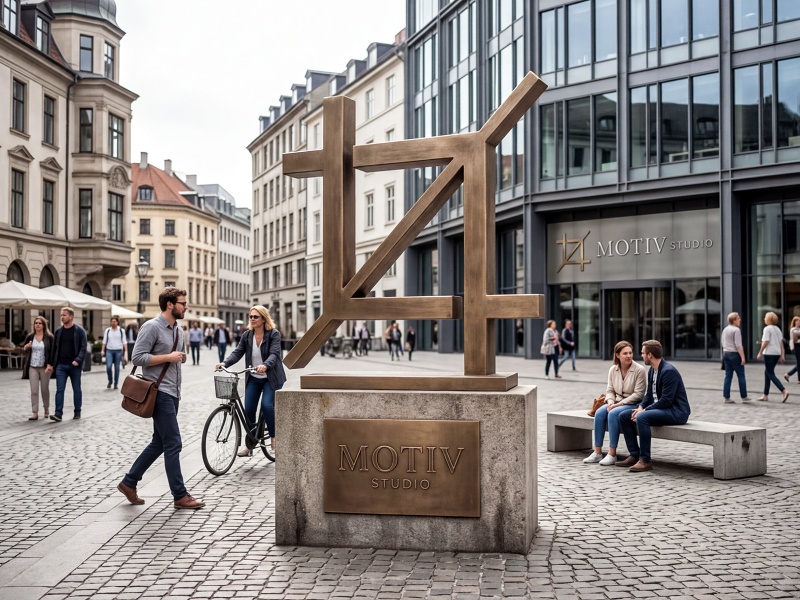 Firmenlogo auf Stadtplatz – Motiv Studio